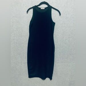 Heart to Hip Black Ribbed Bodycon Mini Dress High Neck Sleeveless Minimalist S